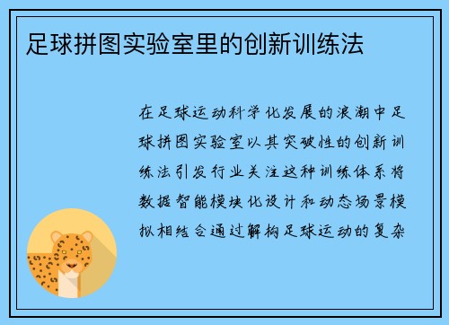 足球拼图实验室里的创新训练法